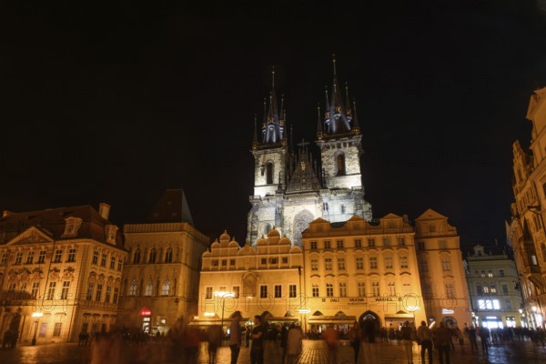 Night view of the Old Town Square in Prague, Czech Republic, Europe