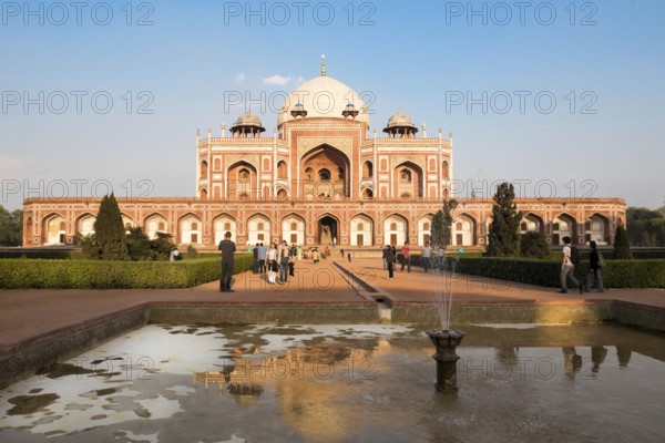 New Delhi, India, March 11 2017. View of Humayun's tomb the tomb of the Mughal Emperor Humayun. An example of Persian architecture. Located in the Nizamuddin East area of Delhi, India, Asia