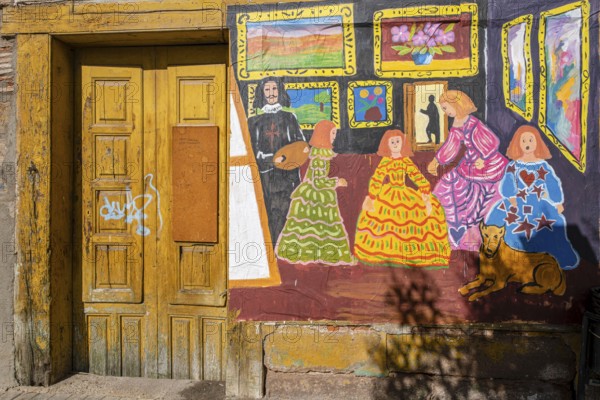 Reproduction of the meninas in the street, Nájera, La Rioja, Spain, Europe