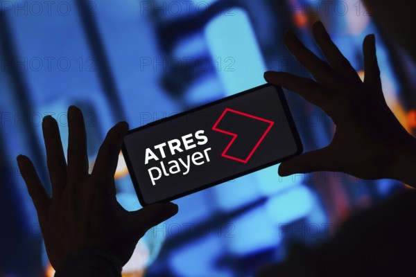 In this photo illustration, the ATRESplayer logo is displayed on a smartphone screen