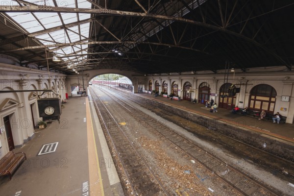 BALLARAT, AUSTRALIA, April 7 2023: The iconic architecture of the Ballarat Train Station in the country Victorian town of Ballarat on a stormy autumn afternoon