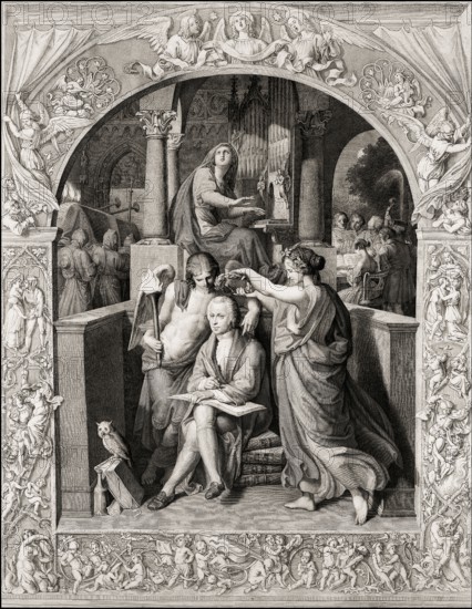 Glorification of Wolfgang Amadeus Mozart, 1756 – 1791, composer of classical music, First Viennese School, digitally edited