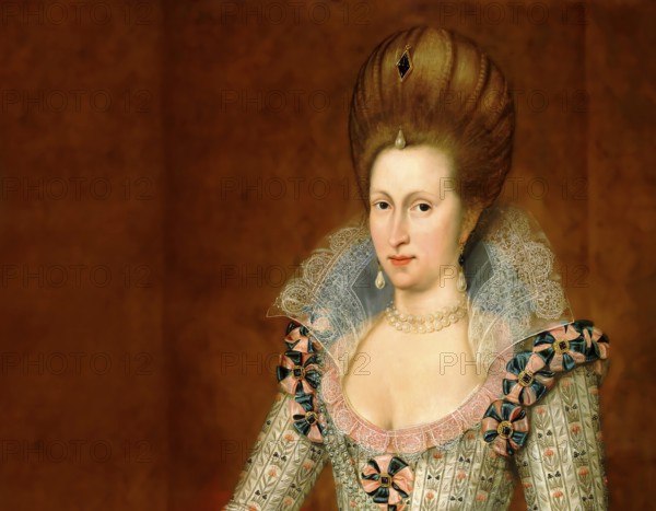 Anne of Denmark, 1574 - 1619, wife of James VI and I, James Charles Stuart, 1566 – 1625, King of England, digitally edited