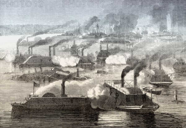 The First Battle of Memphis, Mississippi River, near the city of Memphis, Tennessee on June 6, 1862