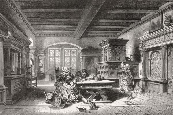 Living room of a patrician family, Nuremberg, Germany, Europe, 16th century, Europe