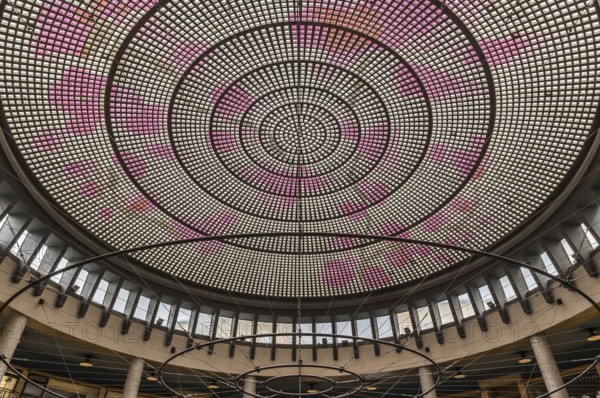 Belgium, 09 02 2019: The Art nouveau interior design of the ceiling of the Ravenstein Galllery, Europe