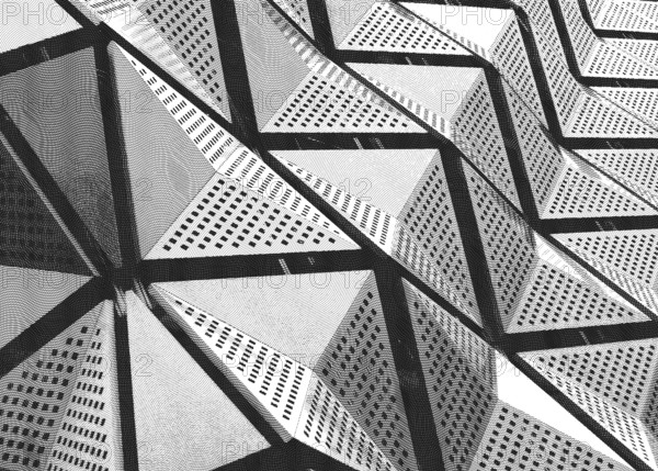 Monochrome engraved effect geometric angular architectural modern abstract