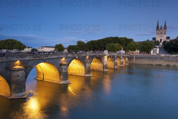 Verdun bridge and cathedral, Angers, Maine-et-Loire, France, Europe