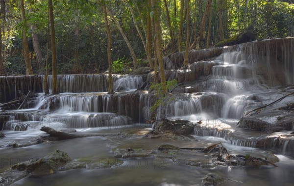 Huai Mae Khamin Waterfall in Kanchanaburi Province, Thailand, Asia