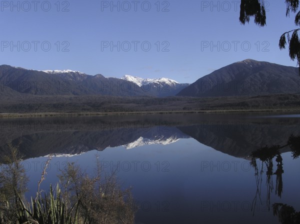 Looking south across Lake Haupiri in winter, West Coast, South Island, New Zealand, Oceania