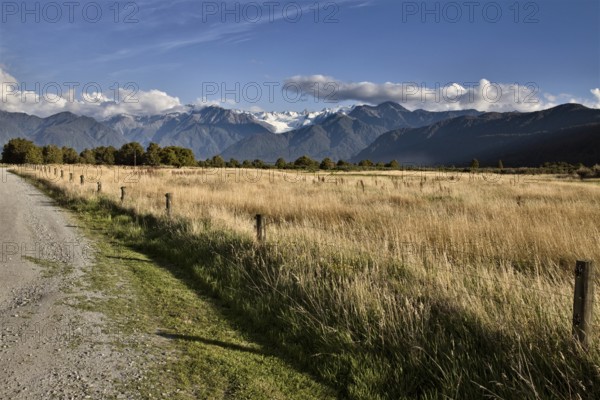 Fox Glacier New Zealand Rural dirt road Southern Alps