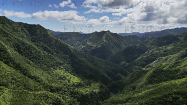 Aerial view of picturesque Cordillera mountains in Ifugao Province, Luzon Island, Philippines, Asia