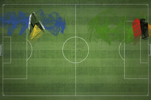 Saint Lucia vs Zambia Soccer Match, national colors, national flags, soccer field, football game, Competition concept, Copy space