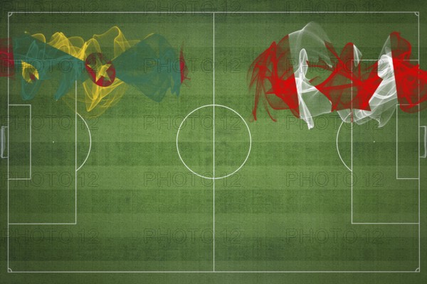 Grenada vs Canada Soccer Match, national colors, national flags, soccer field, football game, Competition concept, Copy space