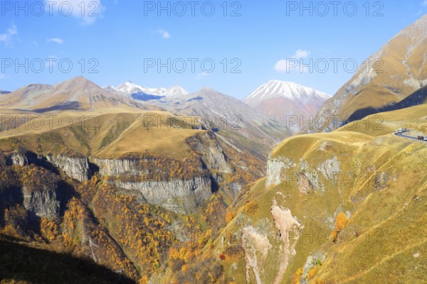 Mount Kazbek in the Greater Caucasus, Georgia, Asia