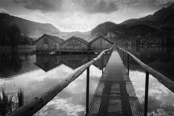 Old boathouses on Lake Lake Kochel, Bavaria