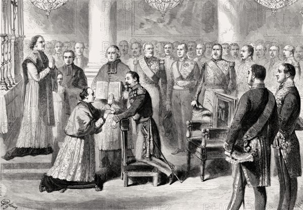 Georges Darboy, archbishop of Paris, takes the oath to Napoleon III, Paris, France, Europe