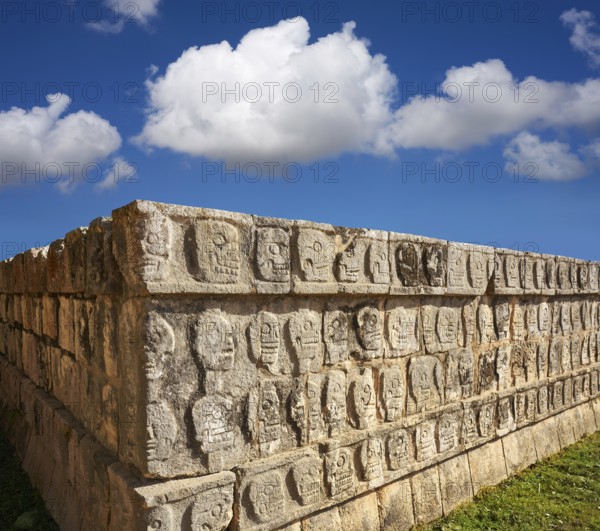 Chichen Itza Tzompantli the Wall of Skulls in Mexico Yucatan
