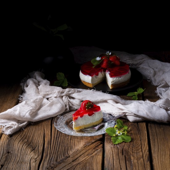 Delicious strawberry cream cheese tart with sponge base