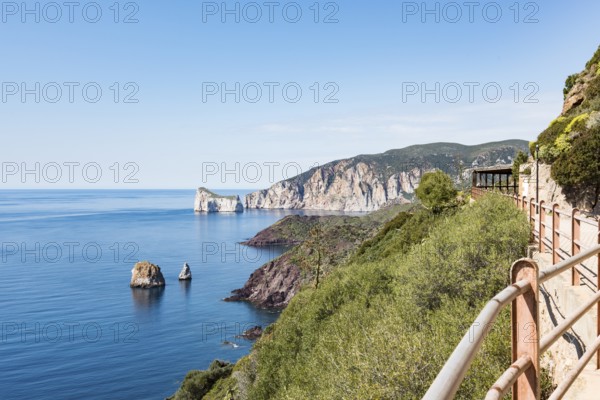 A beautiful view of the sea in Porto Flavia, Sardinia, Italy, Europe