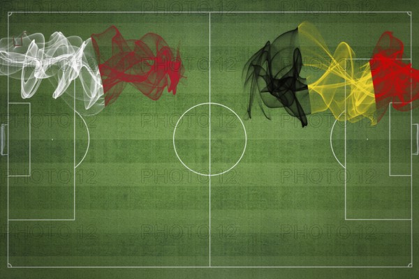 Malta vs Belgium Soccer Match, national colors, national flags, soccer field, football game, Competition concept, Copy space