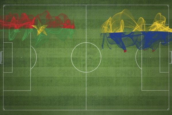 Burkina Faso vs Colombia Soccer Match, national colors, national flags, soccer field, football game, Competition concept, Copy space