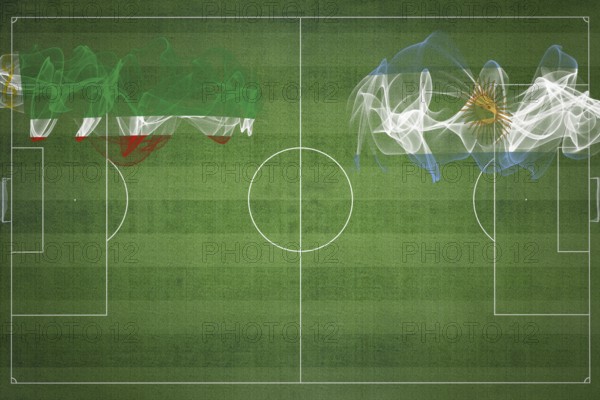 Chechnya vs Argentina Soccer Match, national colors, national flags, soccer field, football game, Competition concept, Copy space