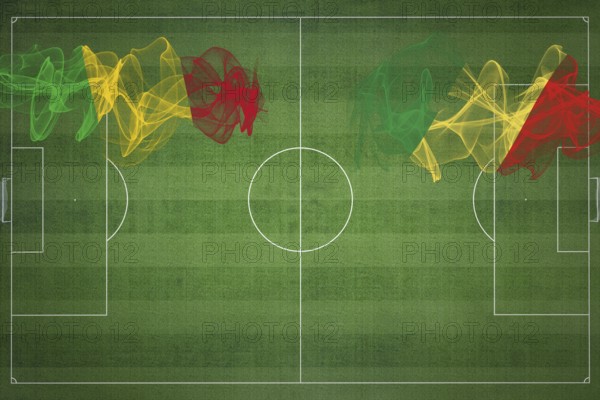 Mali vs Congo Soccer Match, national colors, national flags, soccer field, football game, Competition concept, Copy space