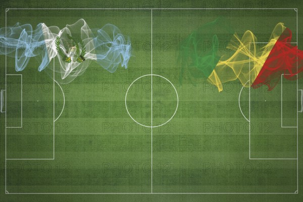 Guatemala vs Congo Soccer Match, national colors, national flags, soccer field, football game, Competition concept, Copy space