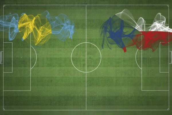 Palau vs Czech Republic Soccer Match, national colors, national flags, soccer field, football game, Competition concept, Copy space
