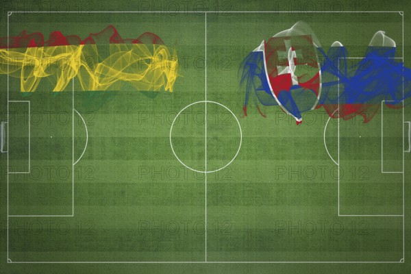 Bolivia vs Slovakia Soccer Match, national colors, national flags, soccer field, football game, Competition concept, Copy space