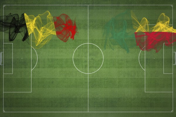 Belgium vs Benin Soccer Match, national colors, national flags, soccer field, football game, Competition concept, Copy space