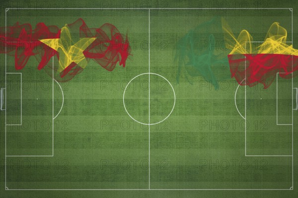 Vietnam vs Benin Soccer Match, national colors, national flags, soccer field, football game, Competition concept, Copy space