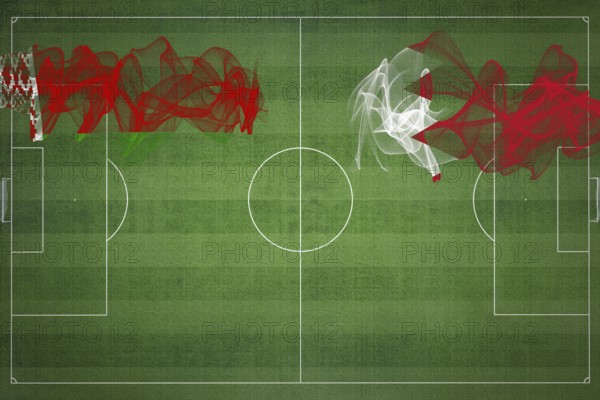Belarus vs Bahrain Soccer Match, national colors, national flags, soccer field, football game, Competition concept, Copy space