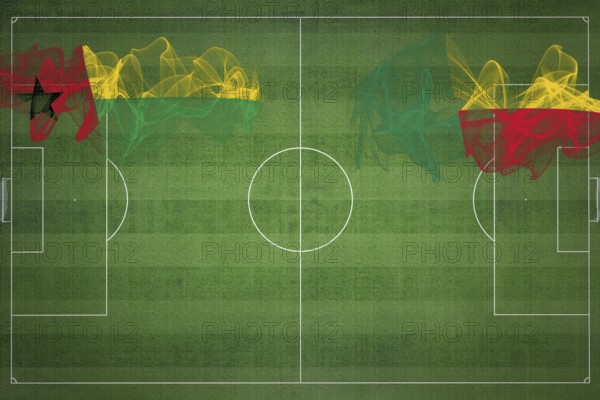 Guinea Bissau vs Benin Soccer Match, national colors, national flags, soccer field, football game, Competition concept, Copy space
