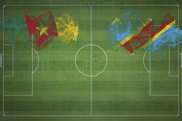 Cameroon vs DR Congo Soccer Match, national colors, national flags, soccer field, football game, Competition concept, Copy space