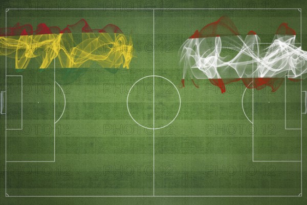 Bolivia vs Austria Soccer Match, national colors, national flags, soccer field, football game, Competition concept, Copy space