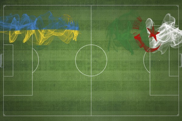 Rwanda vs Algeria Soccer Match, national colors, national flags, soccer field, football game, Competition concept, Copy space
