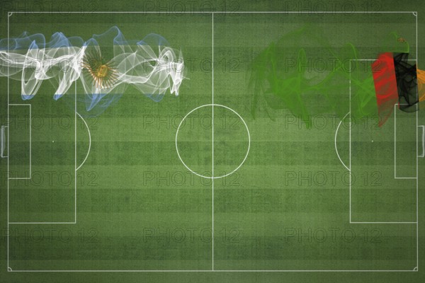 Argentina vs Zambia Soccer Match, national colors, national flags, soccer field, football game, Competition concept, Copy space