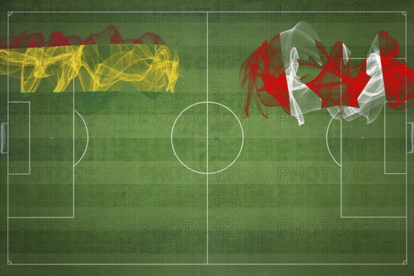 Bolivia vs Canada Soccer Match, national colors, national flags, soccer field, football game, Competition concept, Copy space