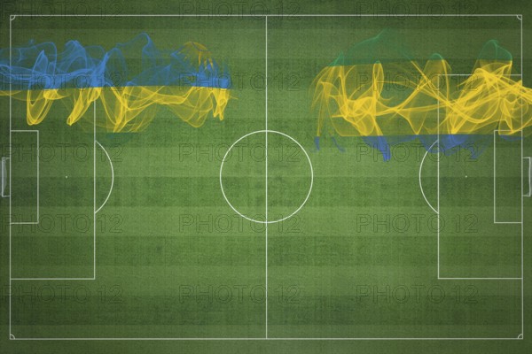 Rwanda vs Gabon Soccer Match, national colors, national flags, soccer field, football game, Competition concept, Copy space