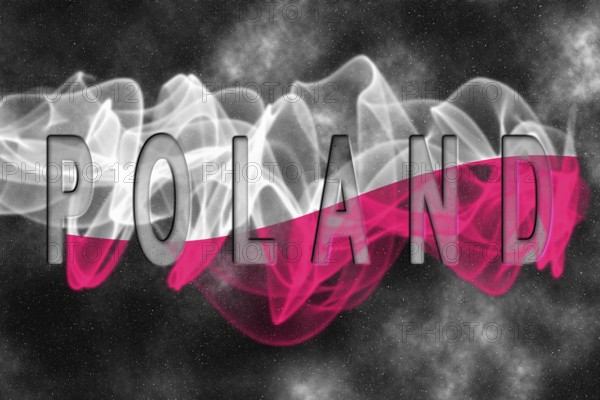 Poland Flag with Starry Background Smoke Effect