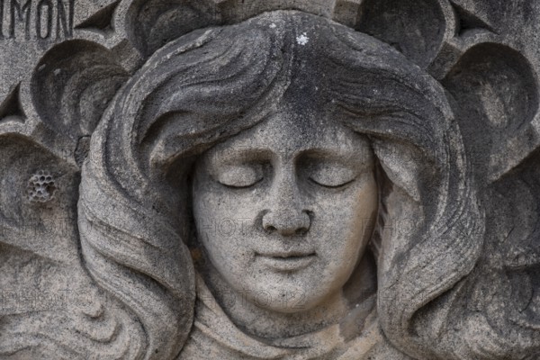 Woman face, Palma cemetery, Mallorca, Balearic Islands, Spain, Europe