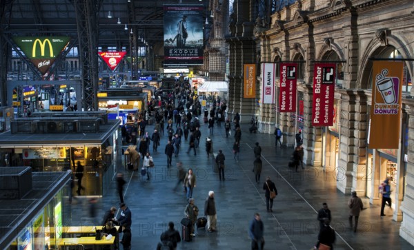 Frankfurt, Germany, January 14: People arriving or departing at the Frankfurt main train station, Hauptbahnhof, on January 14, 2015 in Frankfurt, Germany, Europe