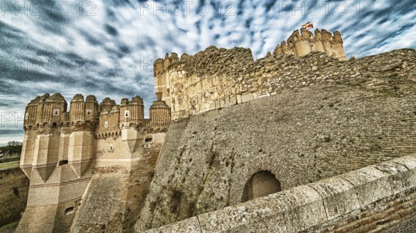 Castle of Coca, 15th Century Gothic Mudejar Style, Spanish Mudejar Brickwork, Village of Coca, Segovia, Castilla y León, Spain, Europe