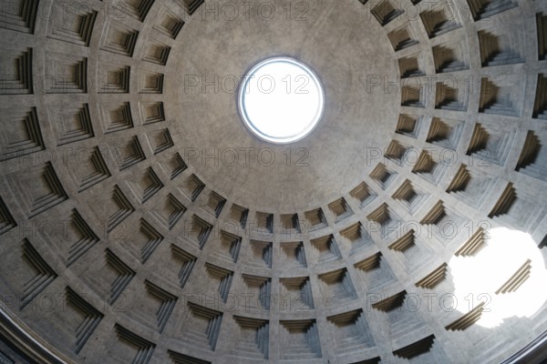 Rome, Italy, August 18, 2016: Indoor view of Pantheon of Agripa in Rome. The Pantheon is a former Roman temple, now a church, Europe