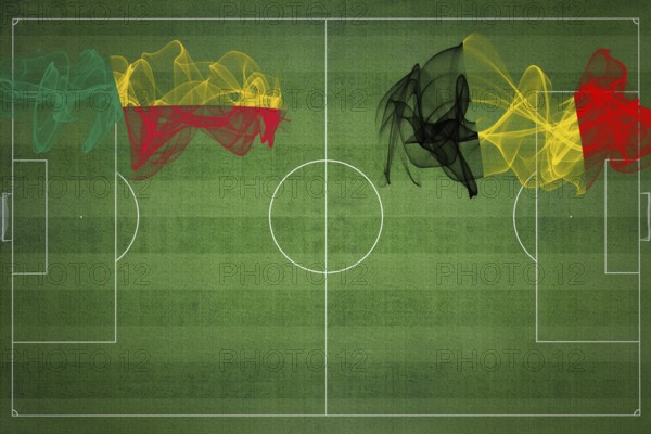 Benin vs Belgium Soccer Match, national colors, national flags, soccer field, football game, Competition concept, Copy space