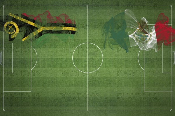 Vanuatu vs Mexico Soccer Match, national colors, national flags, soccer field, football game, Competition concept, Copy space