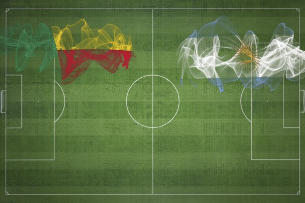 Benin vs Argentina Soccer Match, national colors, national flags, soccer field, football game, Competition concept, Copy space