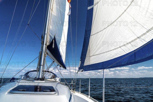 Sailing on a sailing yacht on the ocean